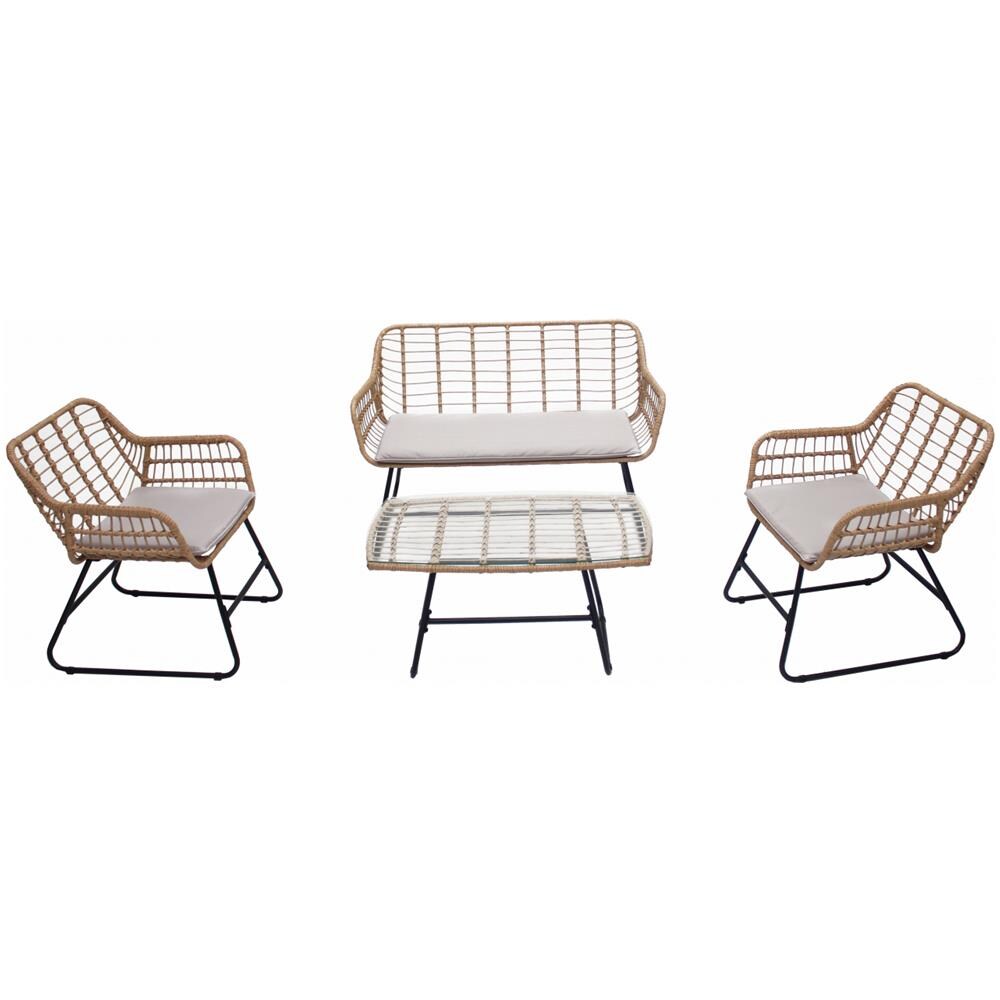 Parea Salotto Da Balcone 4 Posti In Resina Beige E Nero - Foto 1