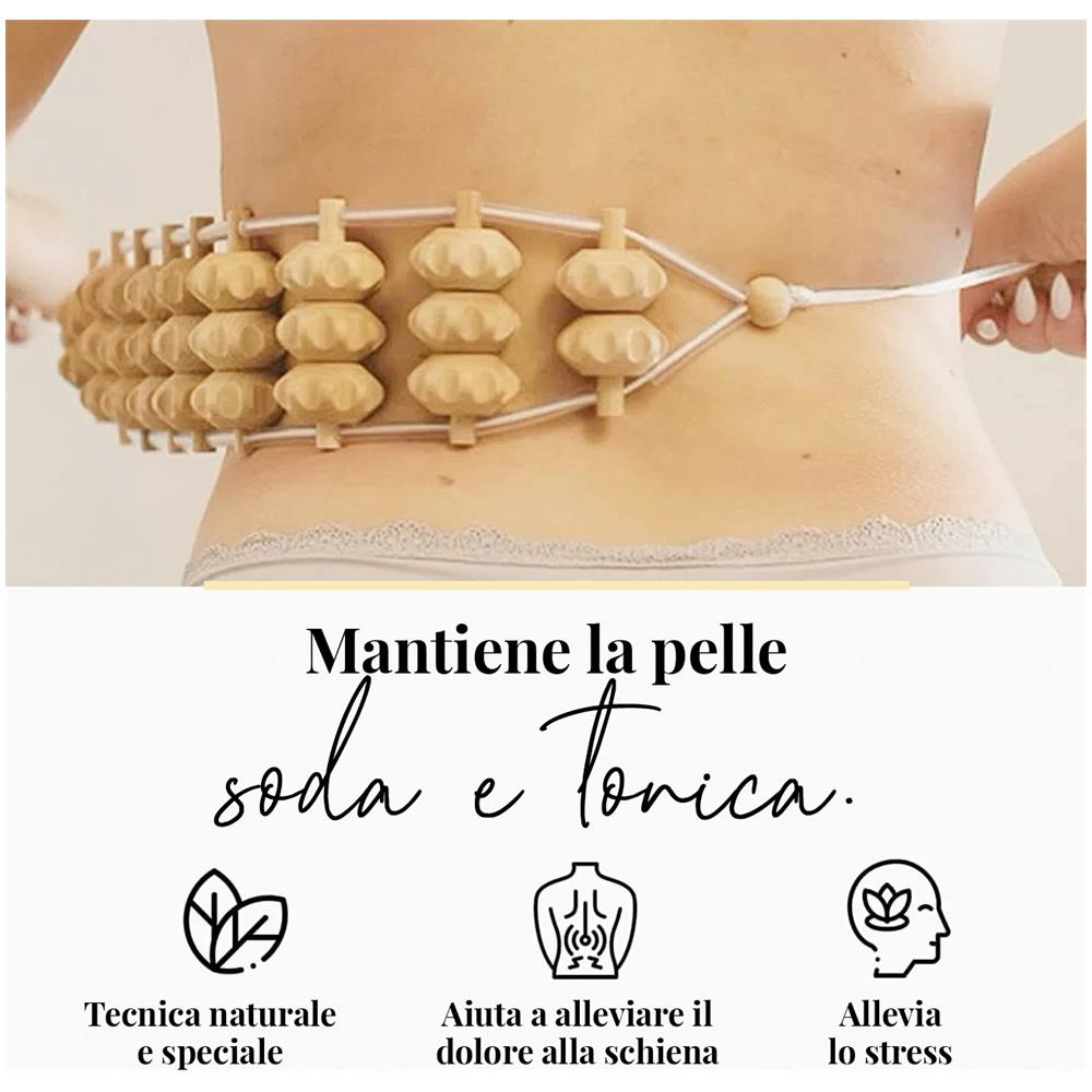 Rullo Massaggiatore Per La Schiena In Legno Con Corda Lunga 120 Cm - Foto 2