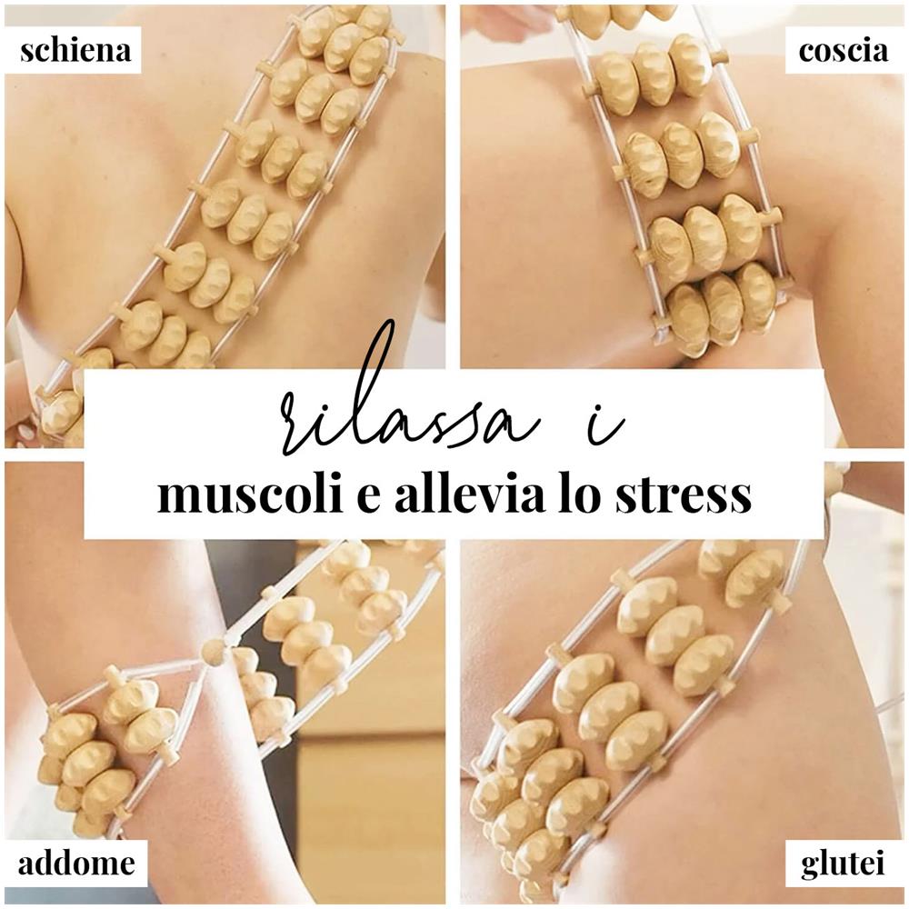 Rullo Massaggiatore Per La Schiena In Legno Con Corda Lunga 120 Cm - Foto 3