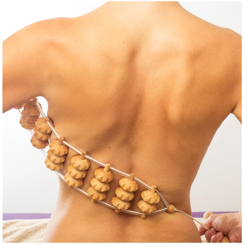 Rullo Massaggiatore Per La Schiena In Legno Con Corda Lunga 120 Cm - Foto 1