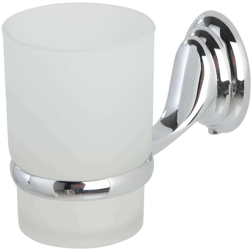 Portaspazzolino in acciaio cromo e vetro satinato linea Facile - Foto 1