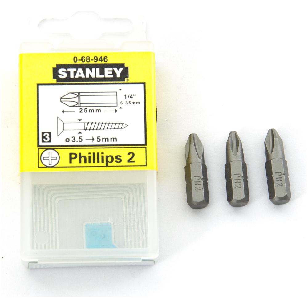 Set 3 Inserti Phillips 2 A Croce Attacco 1/4' Per Avvitatore 0-68-946 - Foto 1