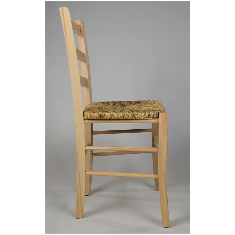 Set 2 Sedie Classiche VENICE Per Cucina Robusta Struttura In Legno Di Faggio Levigato Bar E Sala Da Pranzo Non trattato Totalmente Naturale e Seduta in Paglia Tommychairs Sedie Di Design