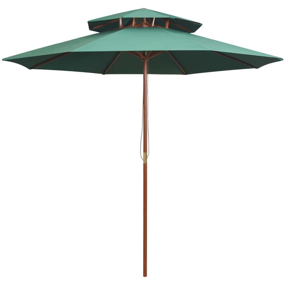 Ombrellone A 2 Livelli 270x270 Cm Con Palo In Legno Verde - Foto 1