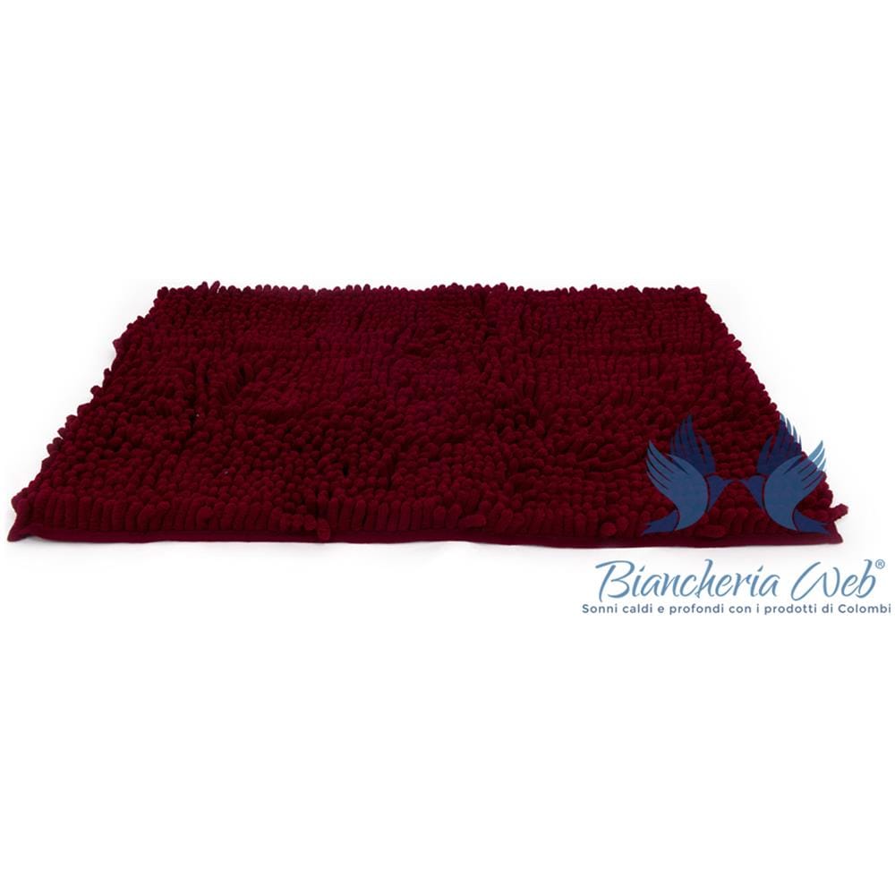 Tappeto Bagno Retro Gommato Antiscivolo Lavorazione Shaggy Modello Passatello 50x80 Burgundy - Foto 2