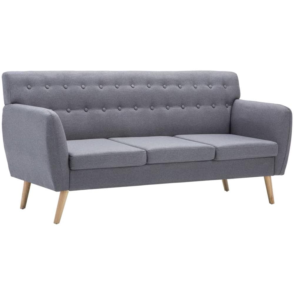 Divano A 3 Posti In Stoffa Imbottito 172x70x82cm Grigio Chiaro - Foto 2