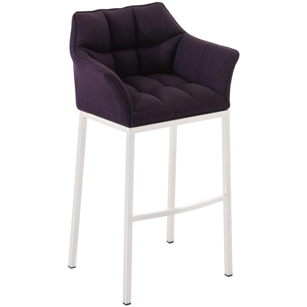 Sgabello DAMASO B con Telaio a 4 Gambe Nero, in Tessuto Viola Telaio Bianco Opaco - Foto 1