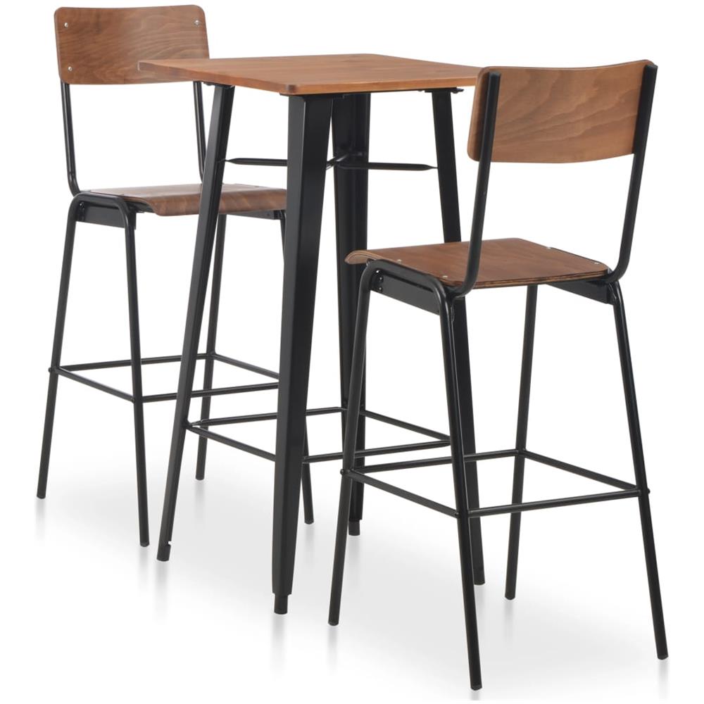 Set Da Bar 3 Pz In Acciaio Marrone Nero - Foto 1