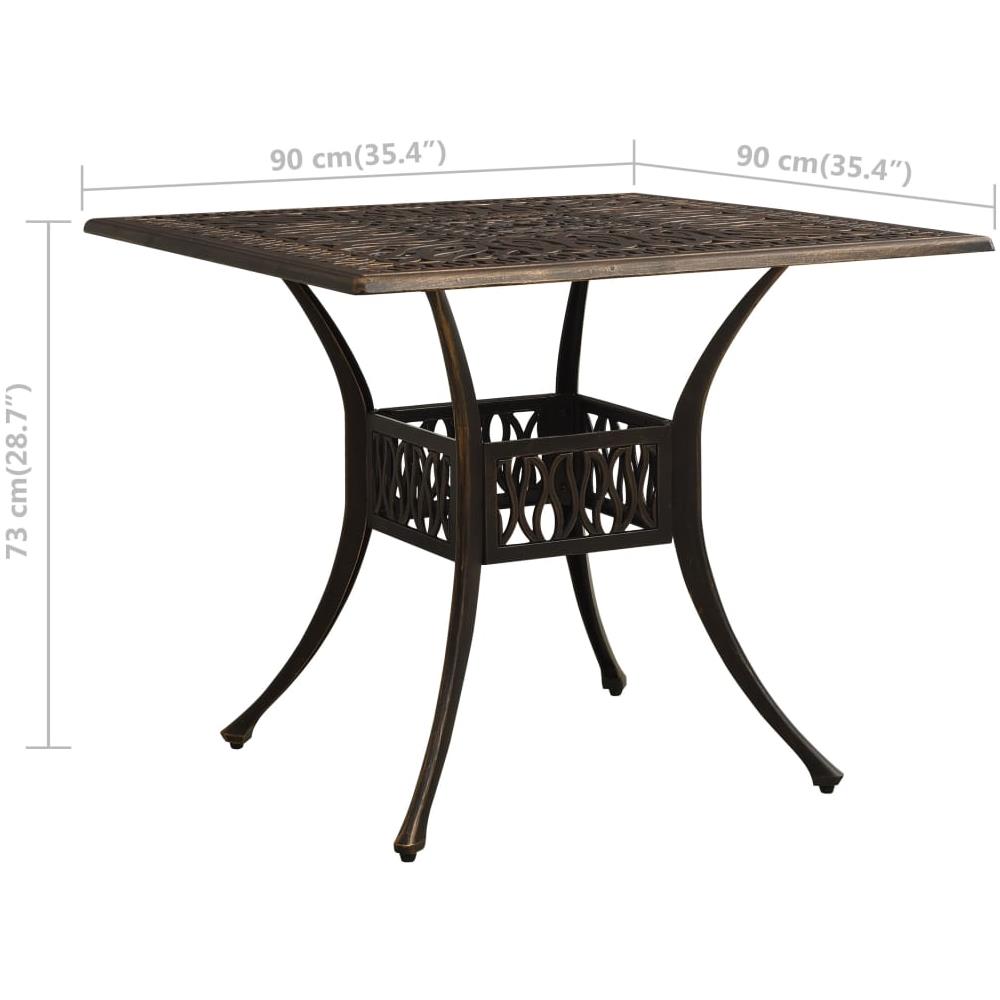 Tavolo Da Giardino Bronzo 90x90x73 Cm In Alluminio Pressofuso - Foto 6