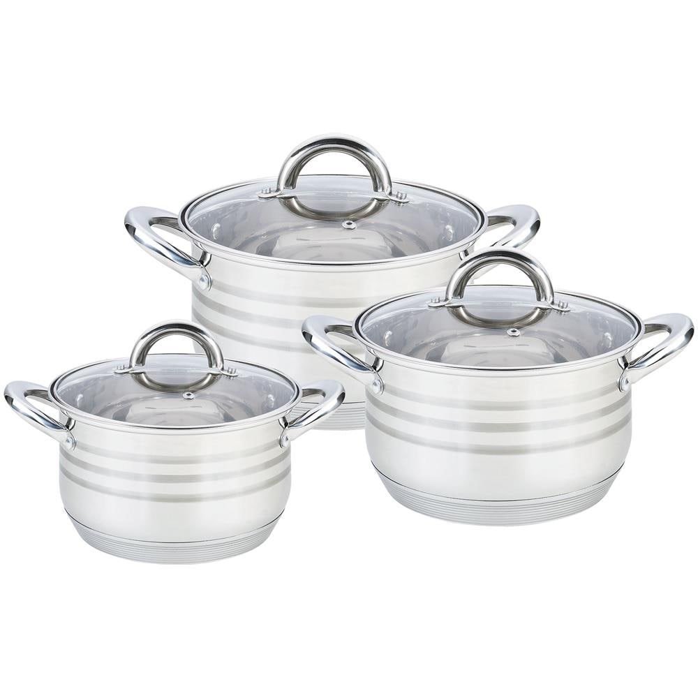 Mr-3513-6l Batteria Da Cucina In Acciaio Inossidabile, 6 Pezzi, Induzione, Coperchi Vetro Argento - Foto 1