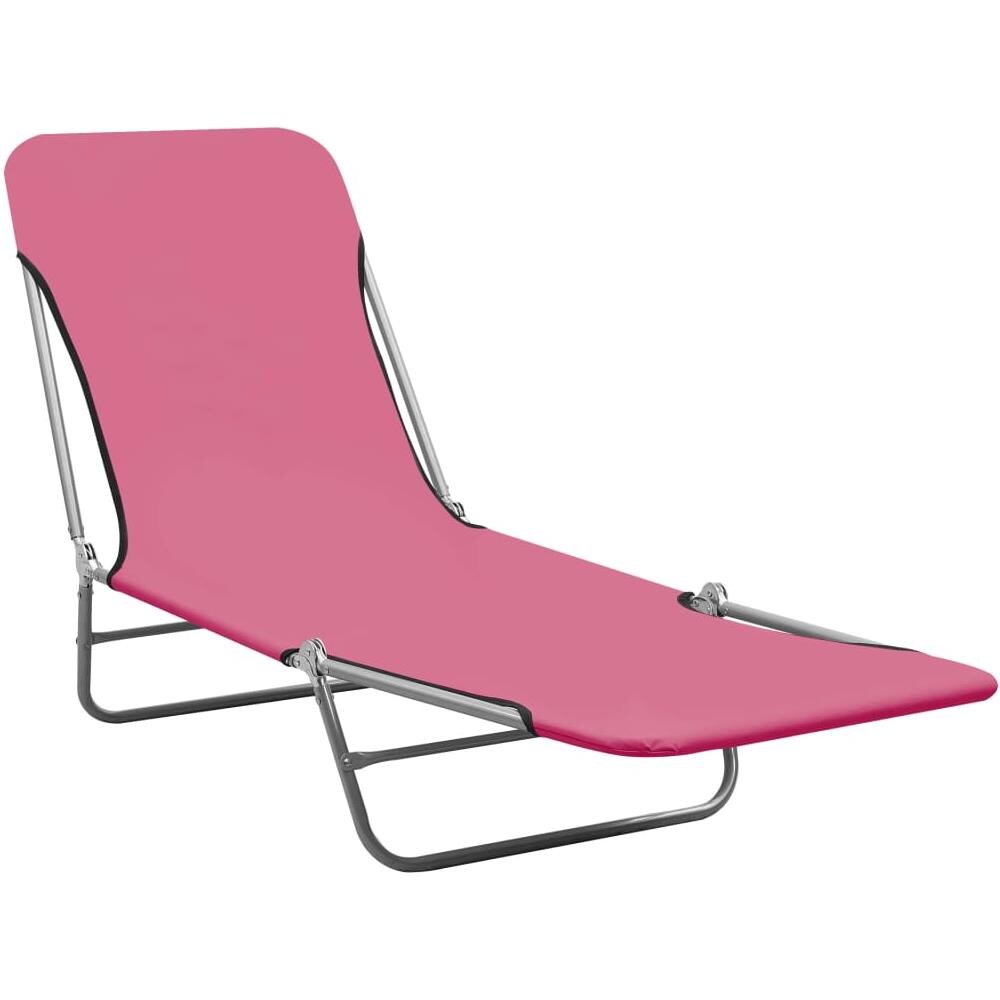 Lettini Prendisole Pieghevoli 2pz in Acciaio e Tessuto Rosa - Foto 2