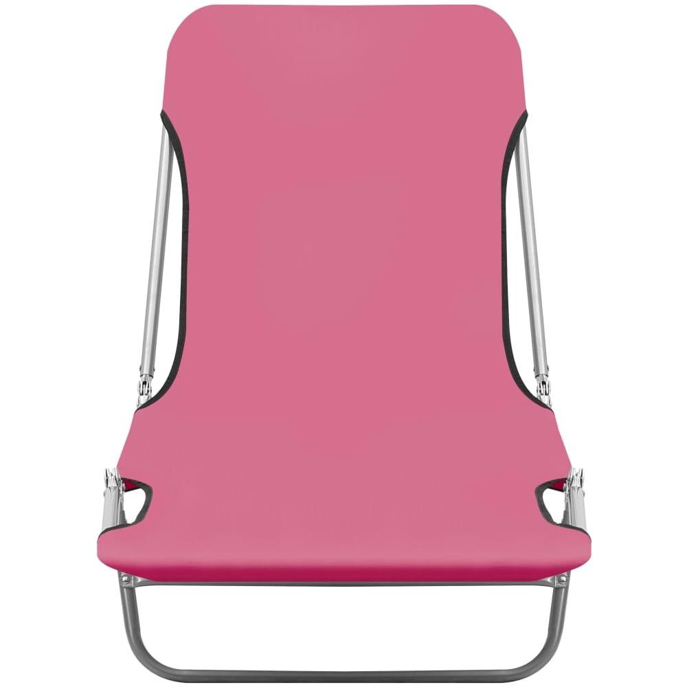 Lettini Prendisole Pieghevoli 2pz in Acciaio e Tessuto Rosa - Foto 3