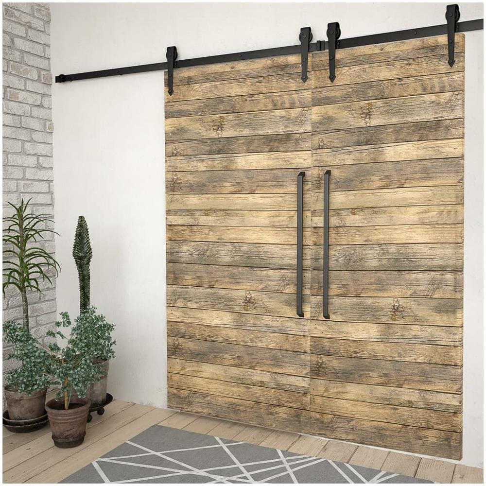 Kit di Binari per Porte Scorrevoli 2 pz 200 cm Acciaio Nero - Foto 2