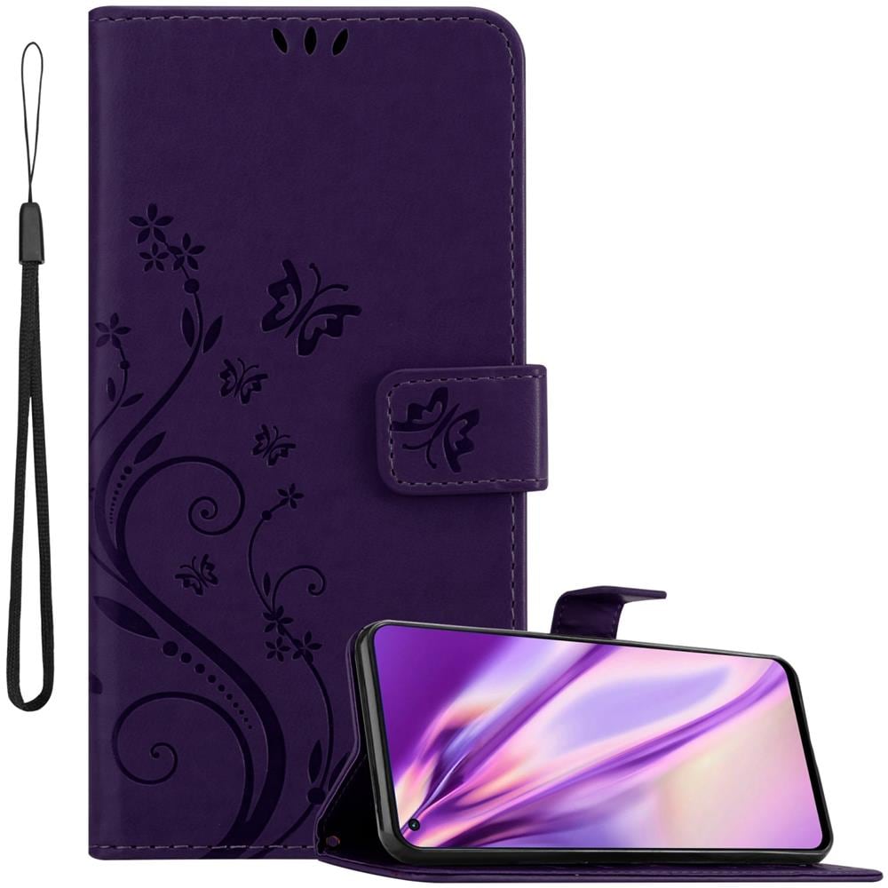 Custodia Compatibile Con Oppo Reno6 5g In Lilla Scuro Fiore - Coperchio Protettivo In Design Floreale Con Chiusura Magnetica, Funzione Stand E Slot Per Carte - Foto 1