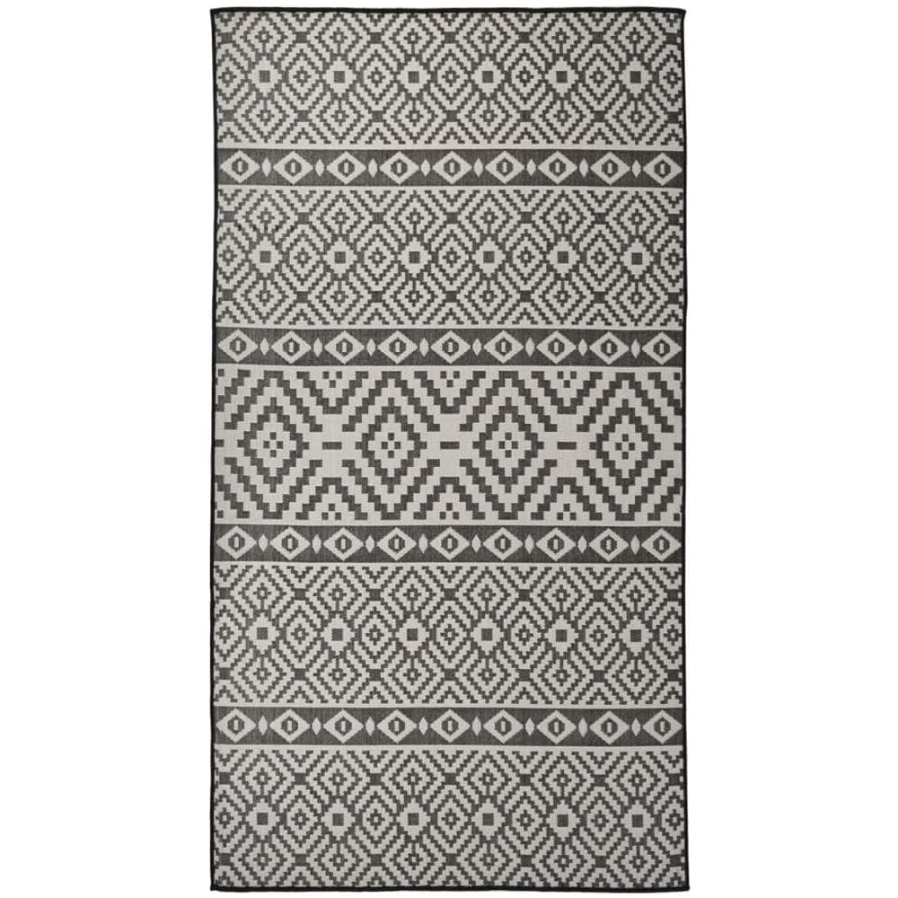 Tappeto Da Esterni A Tessitura Piatta 80x150 Cm Strisce Nere - Foto 1