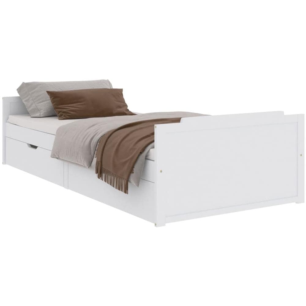 Giroletto Bianco con Cassetti Legno Massello di Pino 90x200cm - Foto 2