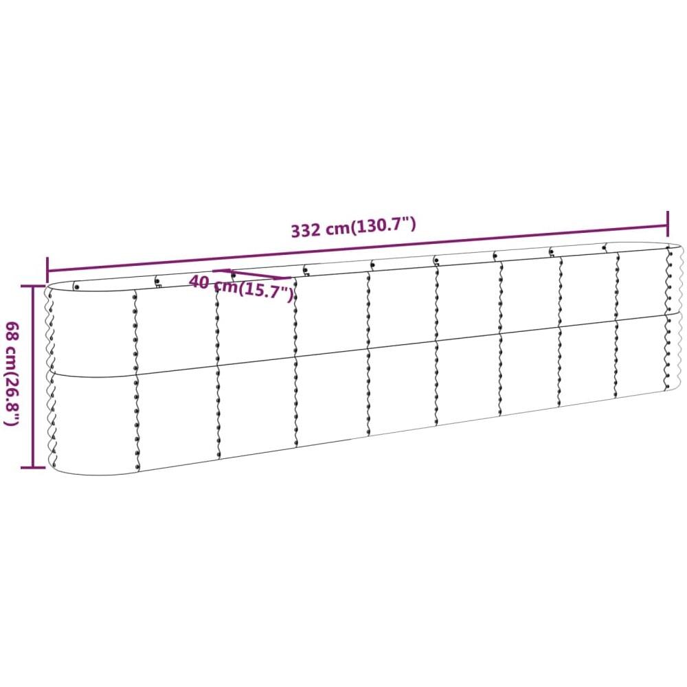 Letto Giardino Acciaio Verniciato a Polvere 332x40x68 cm Verde - Foto 5