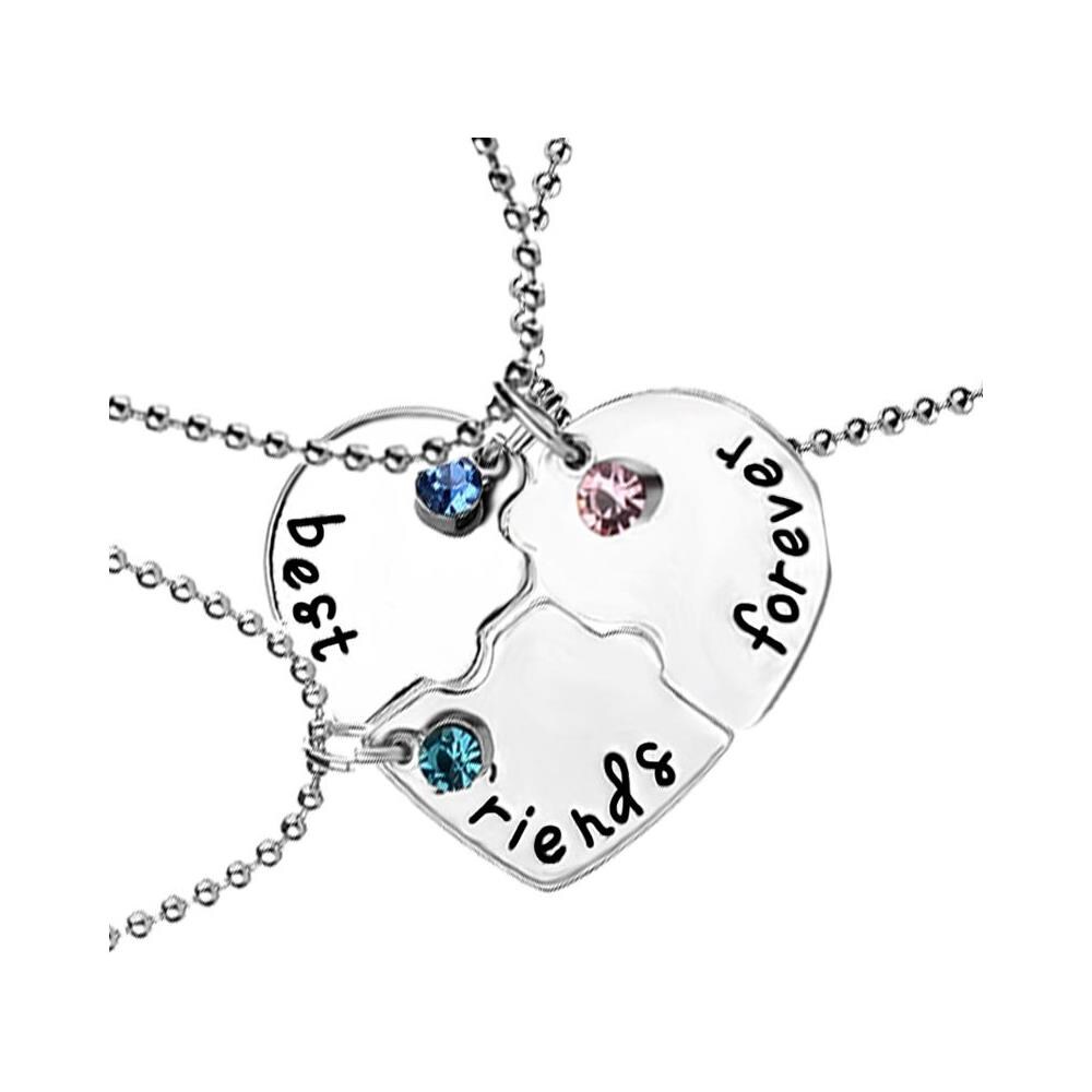 Collana Puzzle Cuore ""best Friends Forever"" 3 Pezzi Argento In Lega Di Zinco - Foto 1