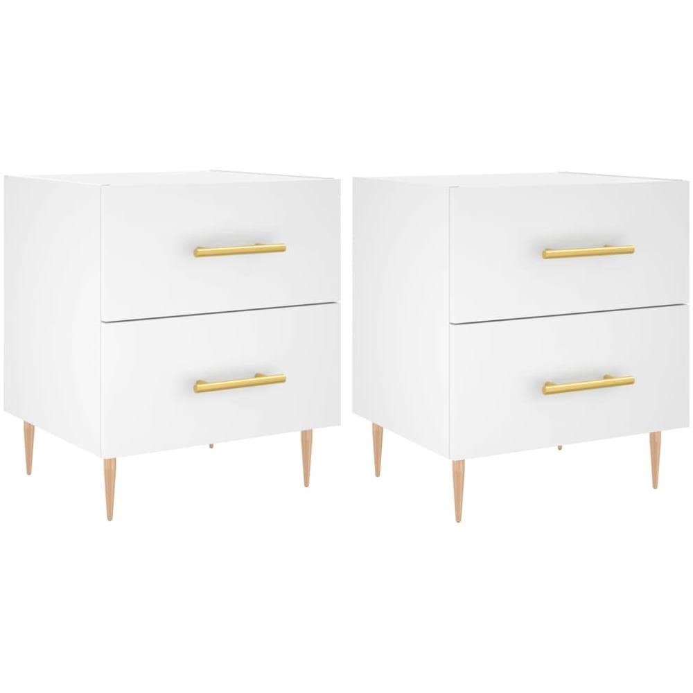 Comodini 2 Pz Bianchi 40x35x47,5 Cm In Legno Multistrato - Foto 1