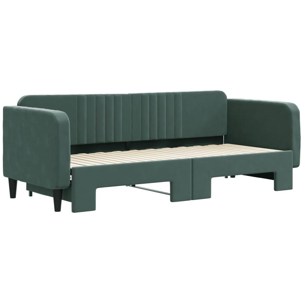 Divano Letto Con Letto Estraibile Verde Scuro 80x200cm Velluto - Foto 3