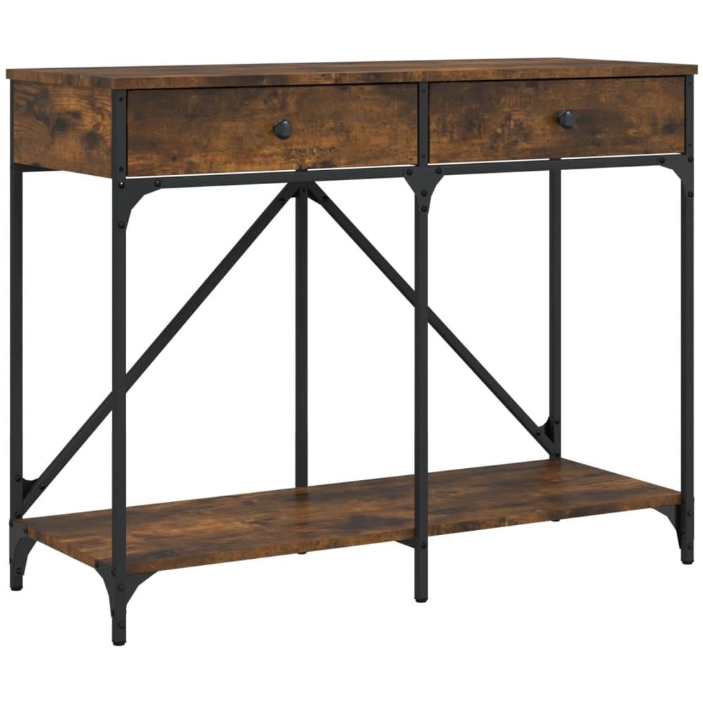 Tavolo Consolle Rovere Fumo 100x39x78,5 Cm In Legno Multistrato - Foto 2