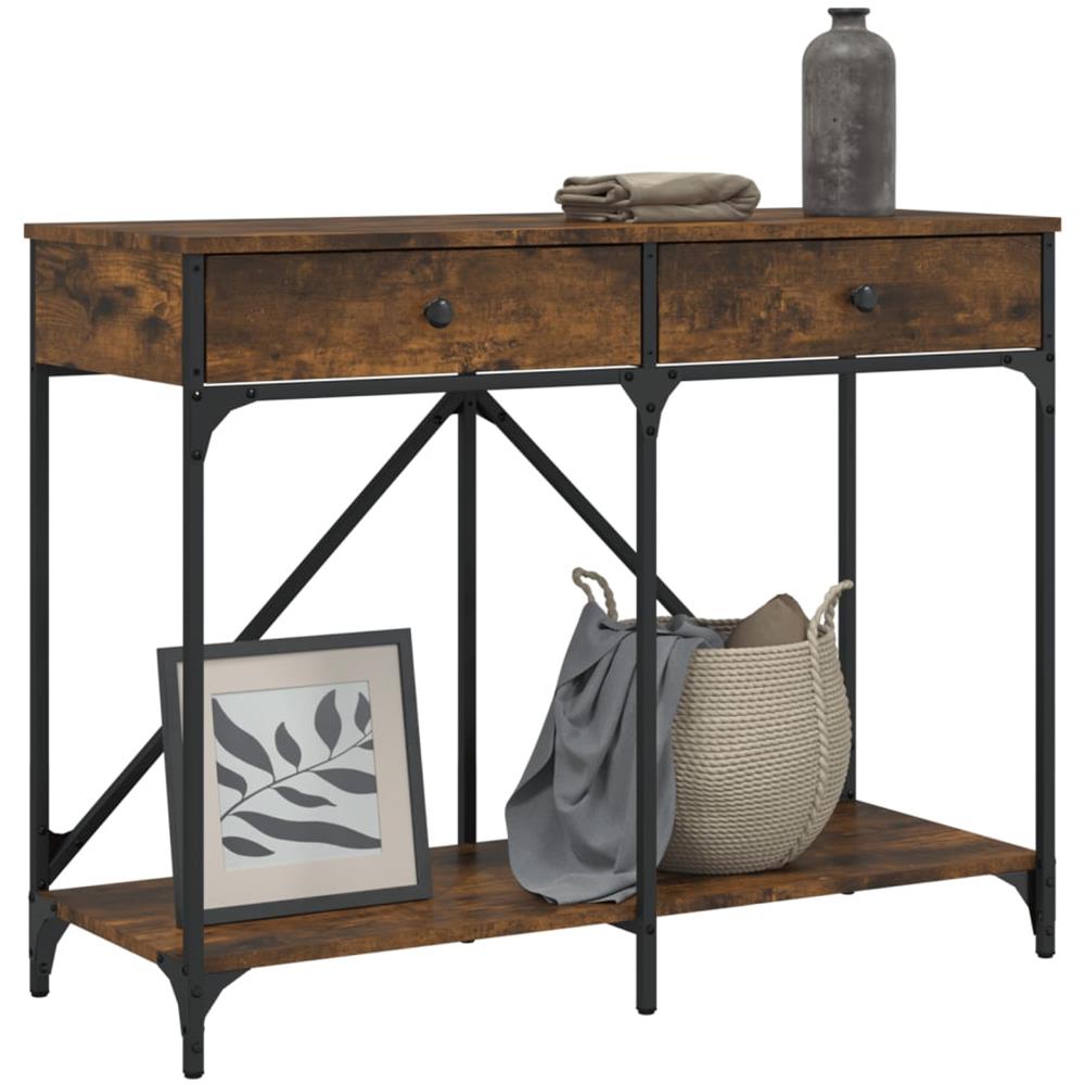 Tavolo Consolle Rovere Fumo 100x39x78,5 Cm In Legno Multistrato - Foto 3