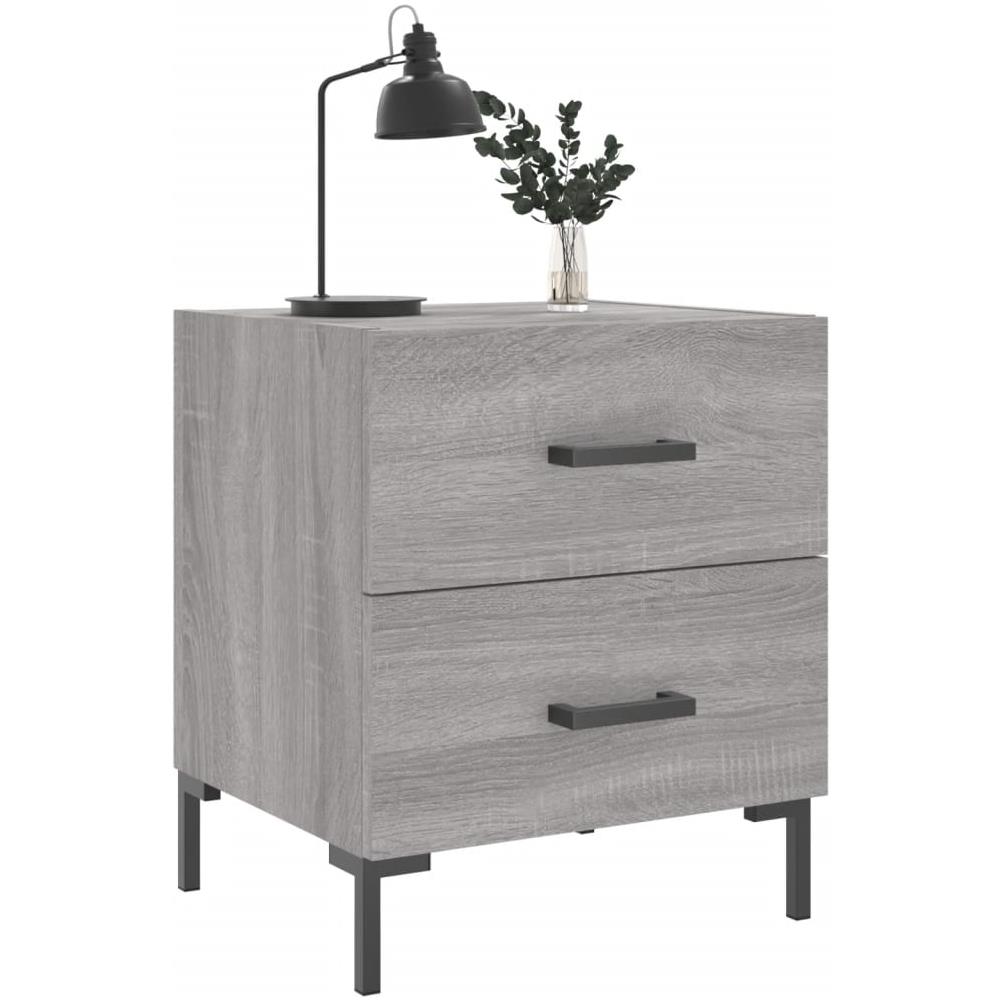 Comodino Grigio Sonoma 40x35x47,5 Cm In Legno Multistrato - Foto 3