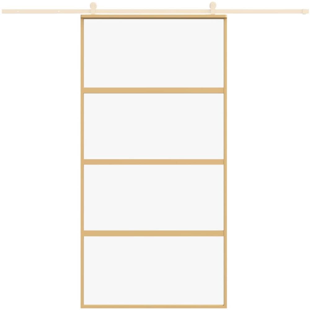 Porta Scorrevole Oro 102,5x205 Vetro Trasparente Esg Alluminio - Foto 3