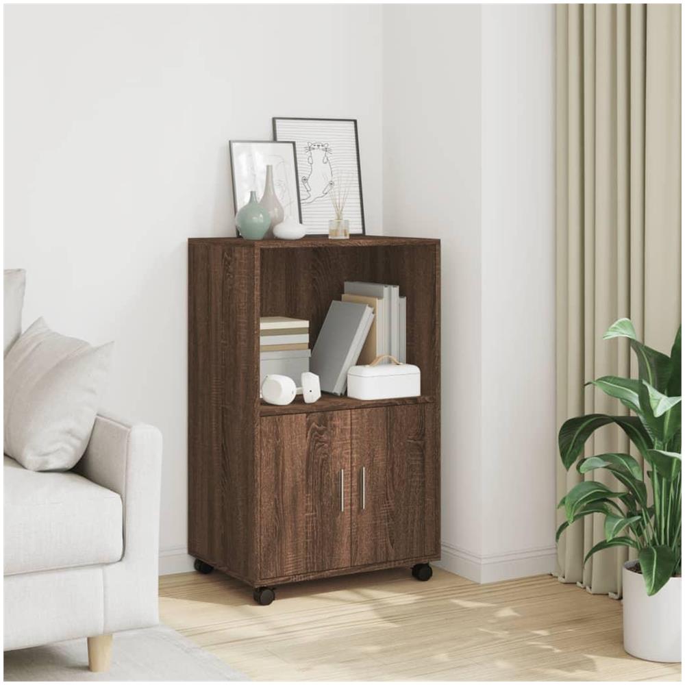 Mobiletto con Ruote Rovere Marrone 55x40x91 cm in Truciolato - Foto 2