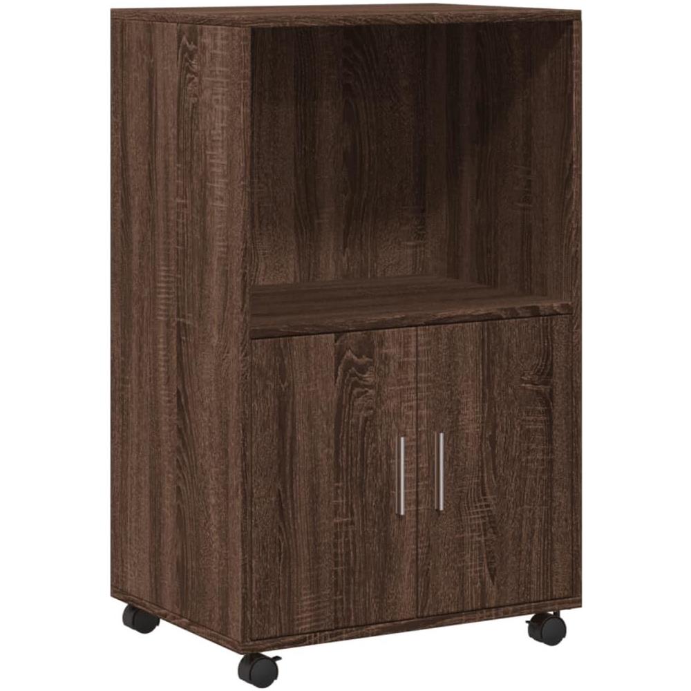 Mobiletto con Ruote Rovere Marrone 55x40x91 cm in Truciolato - Foto 1
