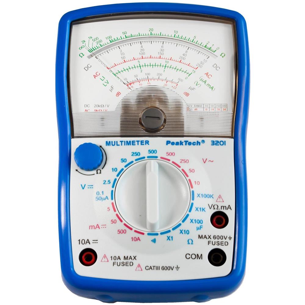 Peak Tech Analogico Multimetro; Cat Iii 600â v; Voltmetro Amperometro 10â a Dc; 500â v Ac / dc; Ohm Metri; Tester, 1â pezzo, P 3201 - Foto 1
