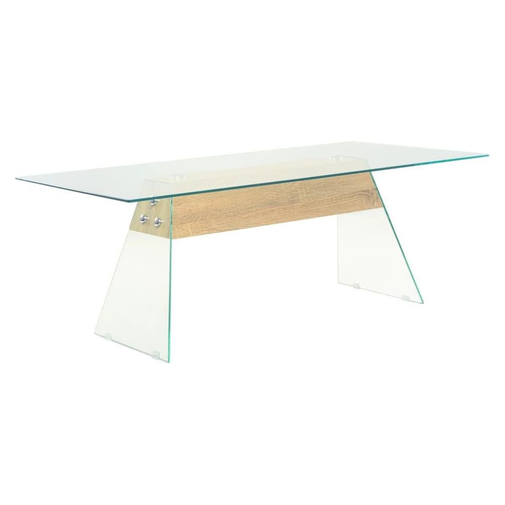 Tavolino Da Caffè In Mdf E Vetro 110x55x40 Cm Colore Quercia - Foto 1