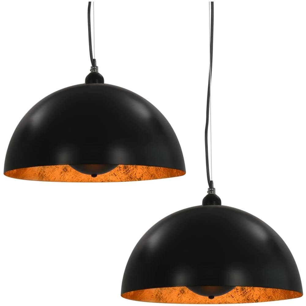 Lampadari 2 pz Nero e Oro Semi-Sferici 40 cm E27 - Foto 2