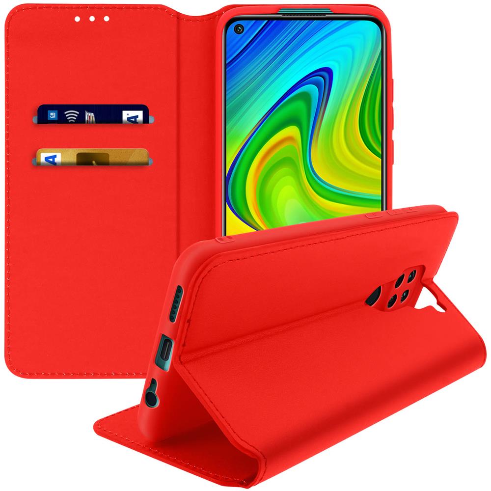 Custodia Xiaomi Redmi Note 9 Portacarte Funzione Supporto Similpelle Rosso - Foto 2