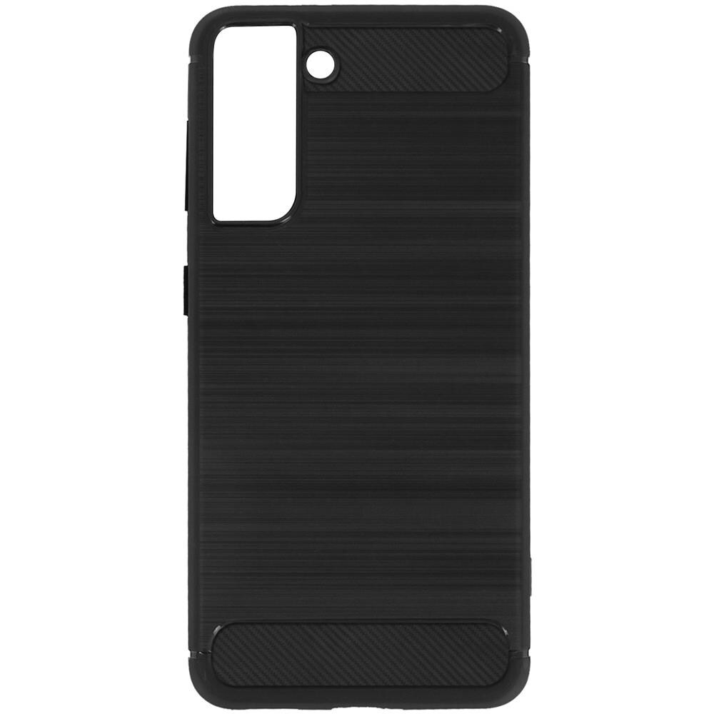 Cover Samsung Galaxy S21 Silicone Gel Carbonio Metallo Spazzolato Nero - Foto 1