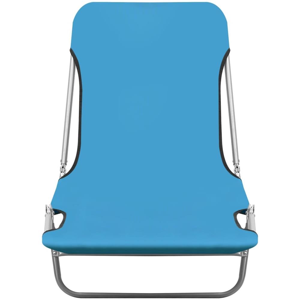 Lettini Prendisole Pieghevoli 2pz in Acciaio e Tessuto Blu - Foto 2