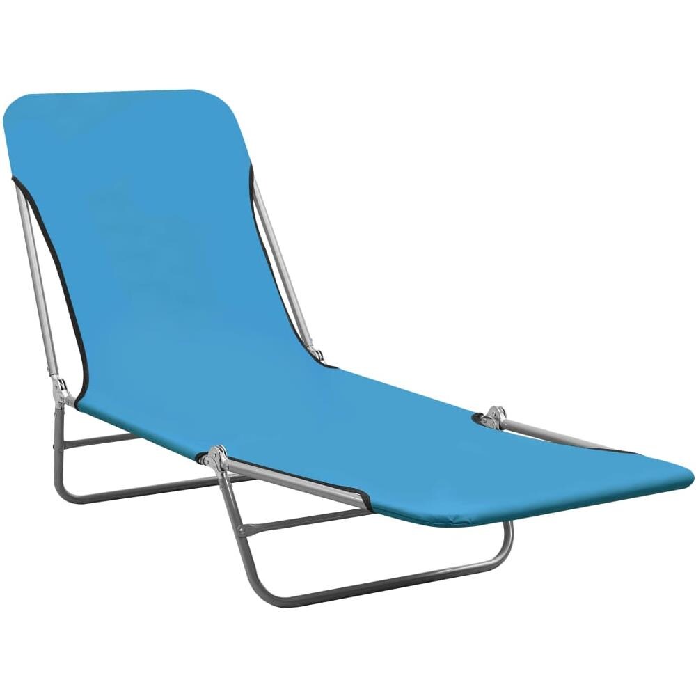 Lettini Prendisole Pieghevoli 2pz in Acciaio e Tessuto Blu - Foto 3