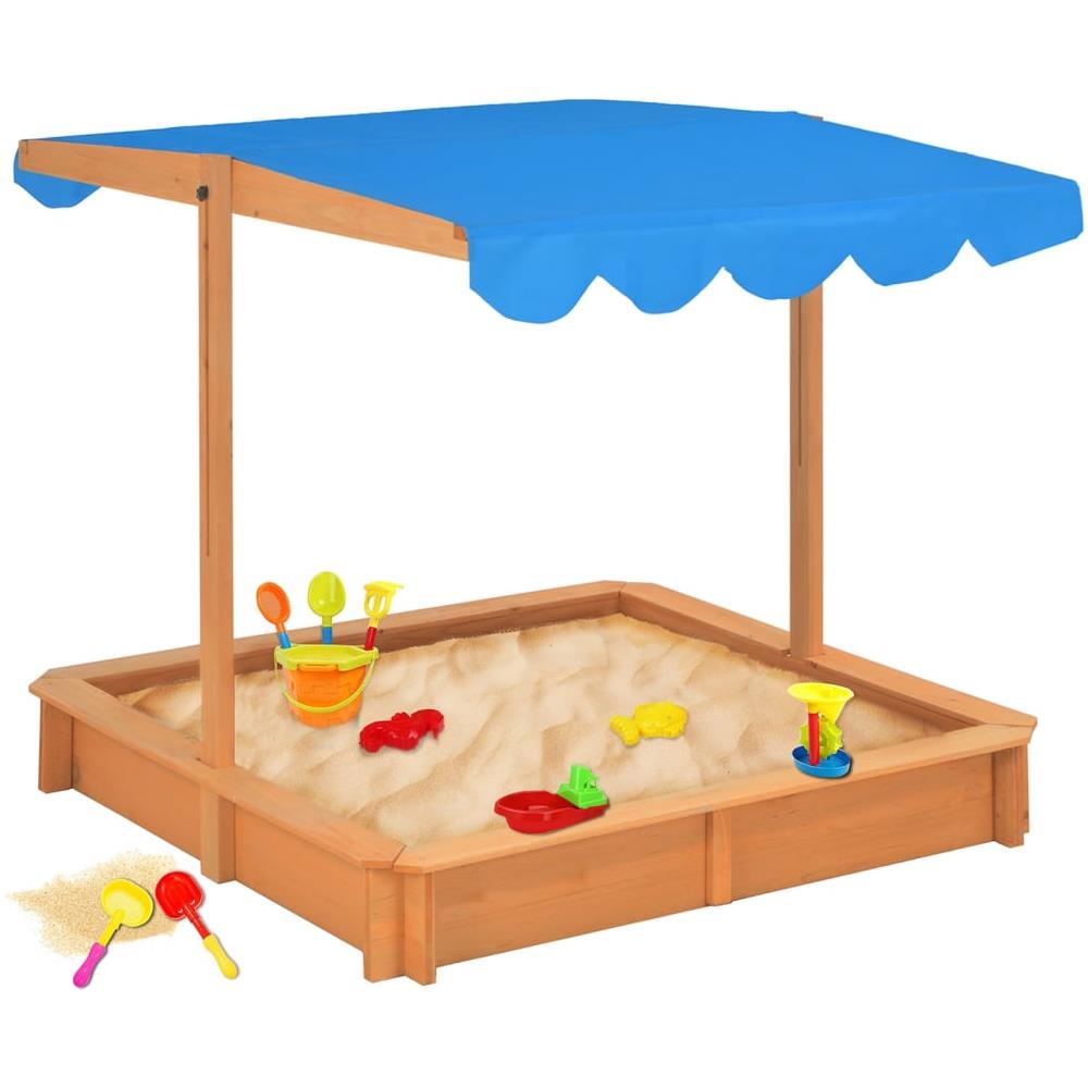 Sabbiera Con Tetto Regolabile In Legno Di Abete 115x115x115 Cm - Foto 2