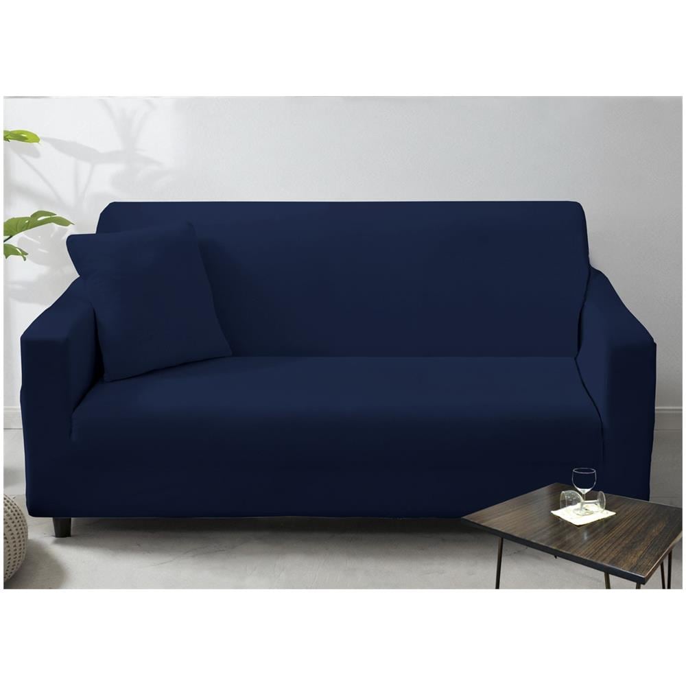 Copridivano Antimacchia Elasticizzato Penisola Componibile Tinta Unita Modello Perfetto 1+4 Blu - Foto 1