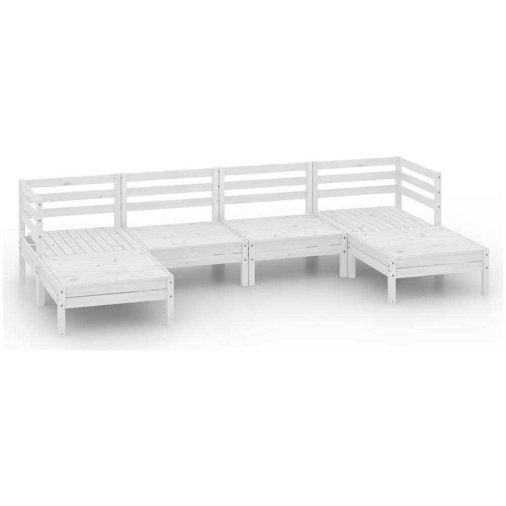 Set Divani Da Giardino 6 Pz Bianco In Legno Massello Di Pino - Foto 2