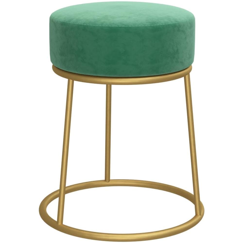 Sgabello Rotondo Azzurro In Velluto - Foto 2