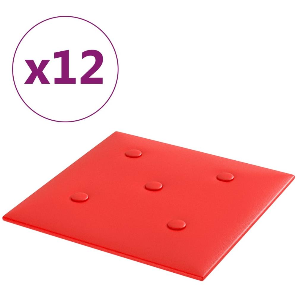 Pannelli Murali 12 Pz Rossi 30x30 Cm Similpelle 1,08 M - Foto 2