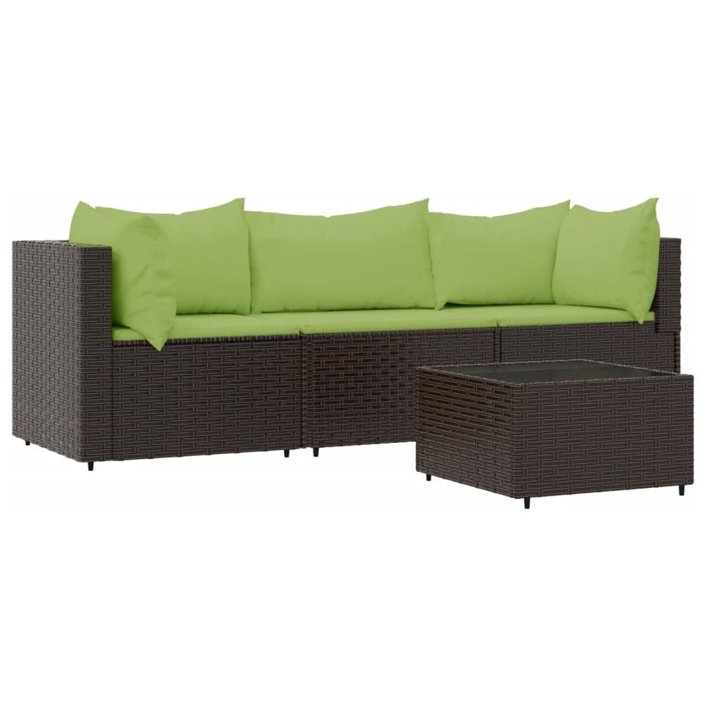 Set Mobili Da Giardino 4 Pz Con Cuscini In Polyrattan Marrone - Foto 2