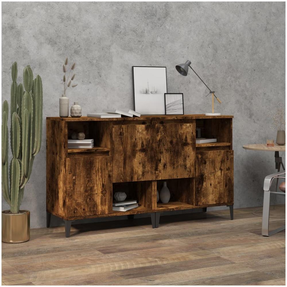 Credenze 2pz Rovere Fumo 60x35x70 Cm In Legno Multistrato - Foto 1