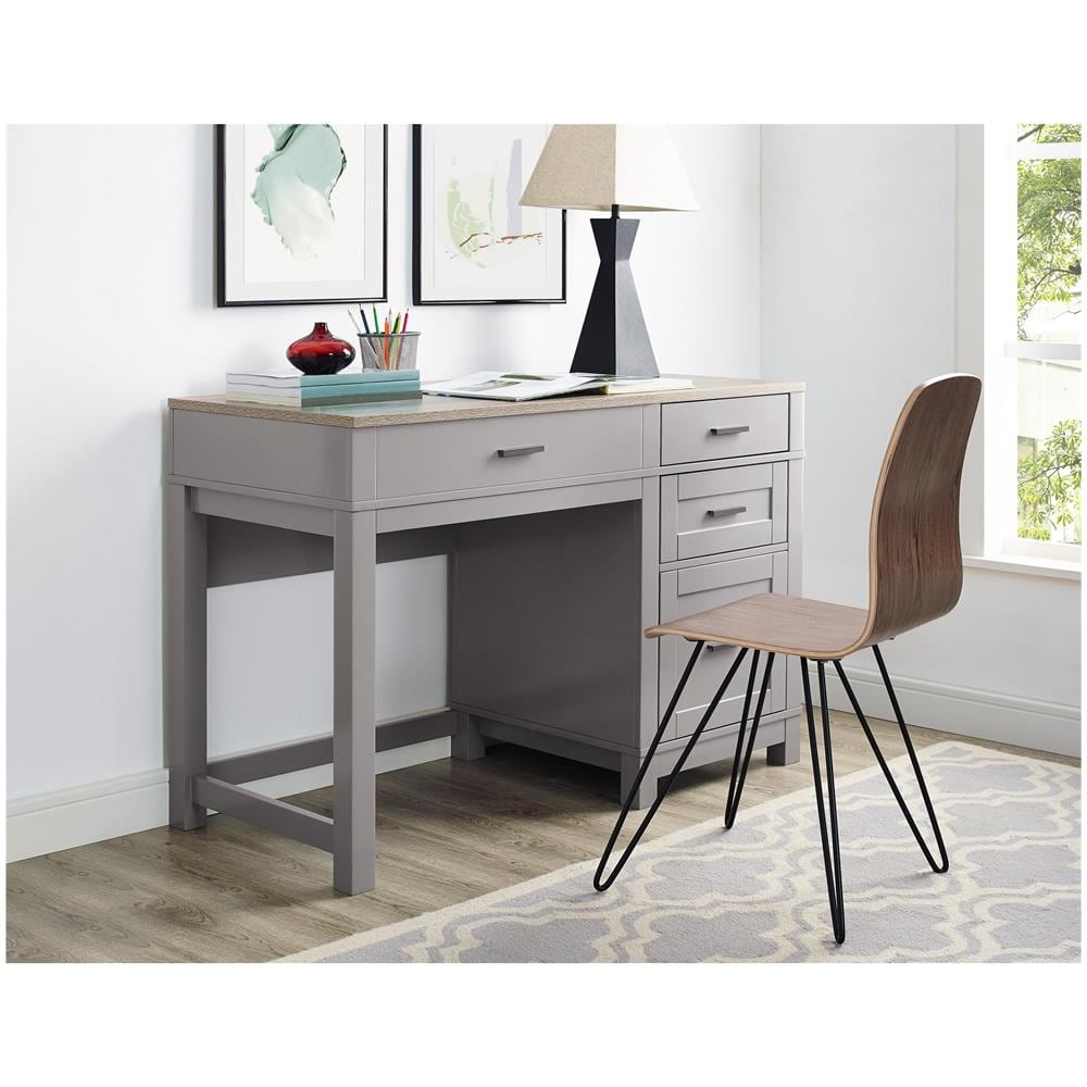 Carver Scrivania Per Computer Con Alzata In Mdf Grigio - Foto 4