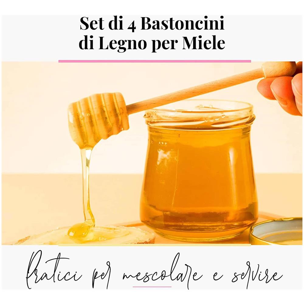 Set Di 4 Cucchiai Di Legno Per Il Miele - 15 Cm - Foto 3