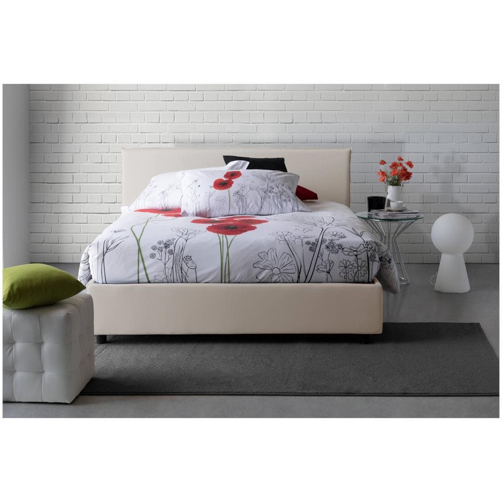 Letto Matrimoniale Bonella, Letto Contenitore Con Rivestimento In Tessuto, 100% Made In Italy, Apertura Frontale, Adatto Per Materasso Cm 160x200, Beige - Foto 4
