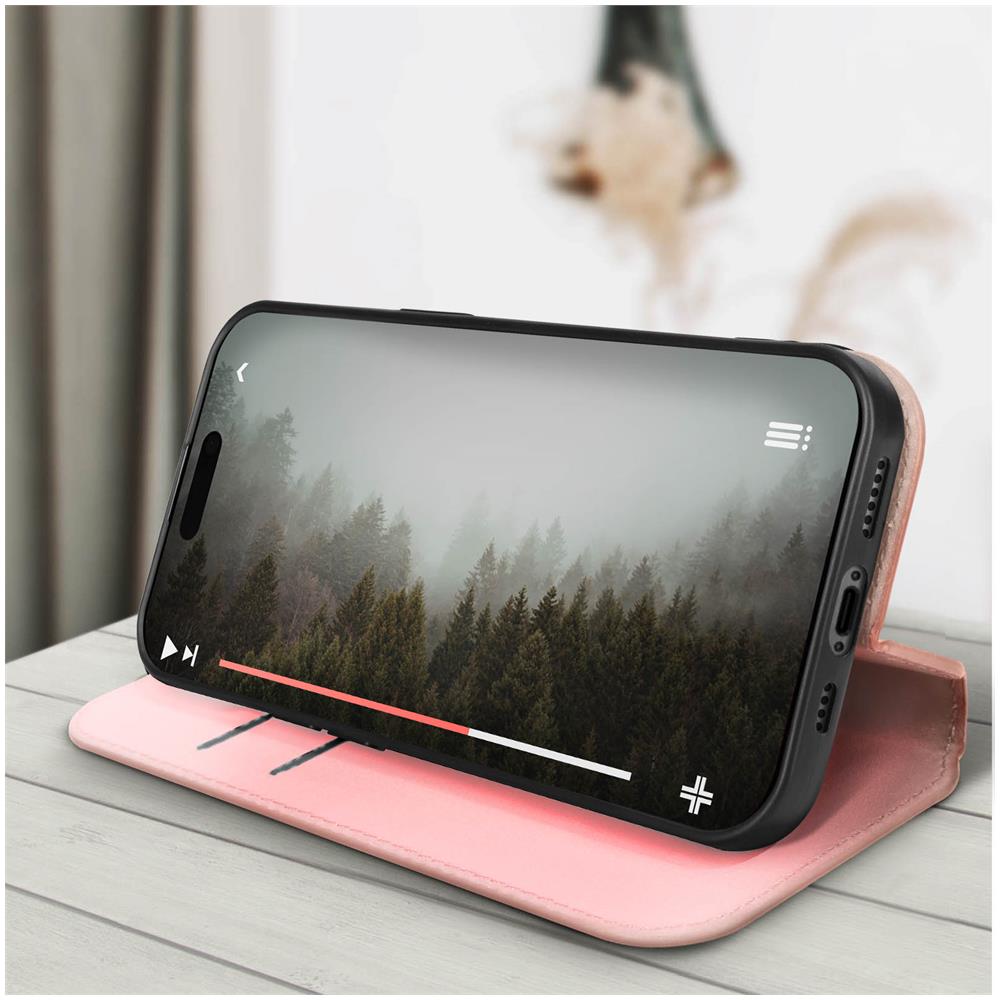 Custodia Per Iphone 15 Pro Max Portafoglio Funzione Supporto Video Rosa - Foto 5