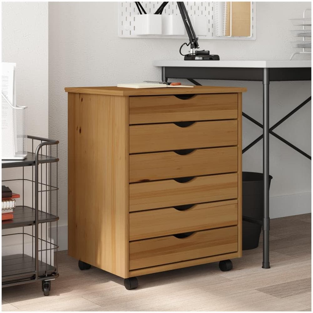 Armadietto Rotante Con Cassetti Moss Miele Legno Massello Pino - Foto 1