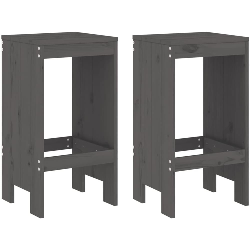 Set Bar Da Giardino 3 Pz Grigio In Legno Massello Di Pino - Foto 3
